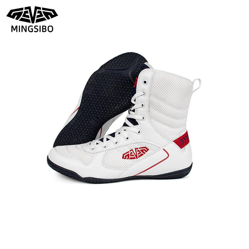 Боксерская обувь для мужчин Обувь Sanda с низким вырезом Боевая тренировочная обувь Борцовская обувь Длинные ботинки Боксерская обувь для женщин 40 белый