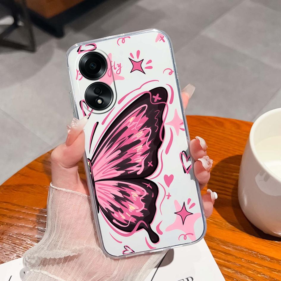 Carcasă nouă pentru Oppo A58 A57 A57S A57e A77 A77S A78 A79 A98 A38 A2 F23 K11 4G 5G Model animal drăguț din silicon transparent anti-alunecare Carcasă durabilă pentru Oppo Capa