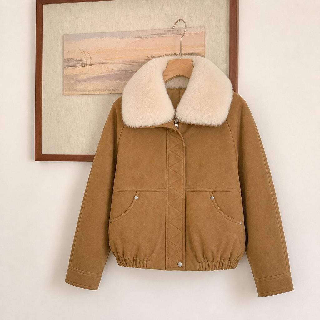 Removable large fur collar warm thickened cotton coat women's winter new loose pie overcome cotton clothes