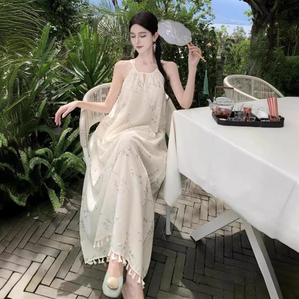 Women's 2024 Summer Floral Sleeveless Dress: New Chinese-French Style