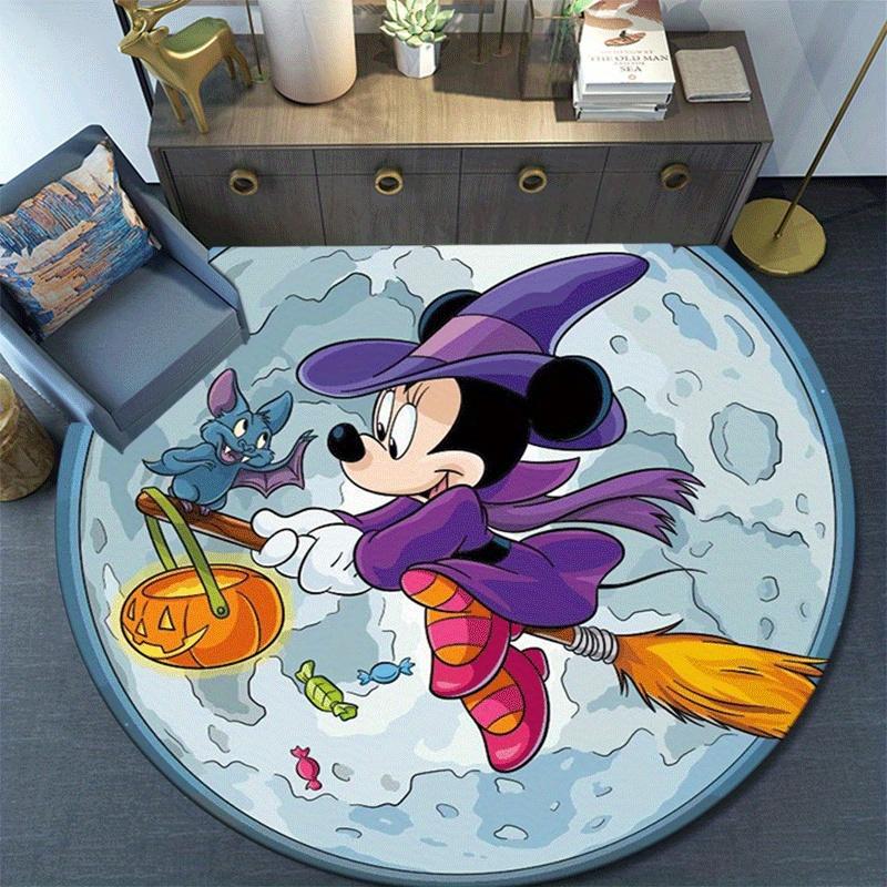 1pc Mickey Round Area Rug,Non Slip,Machine Washable Polyester Carpet for Living Room,Bedroom Decor