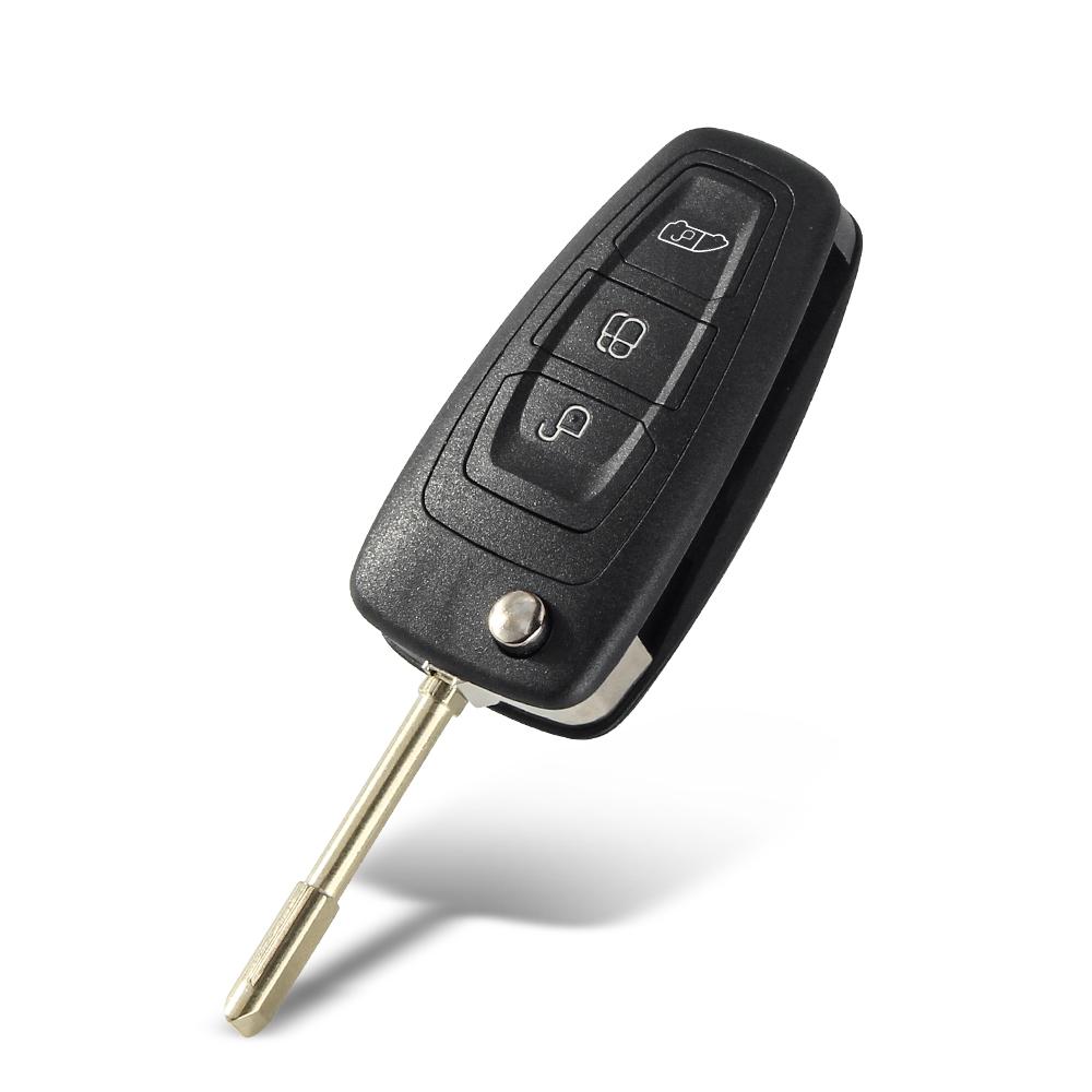 KEYYOU Neue 3 Tasten Für Ford Focus Fiesta 2013 Schlüsselanhänger Gehäuse mit HU101/FO21 Klinge Klappschlüssel Fernbedienung Schlüssel Schale Schlüsselanhänger Gehäuse