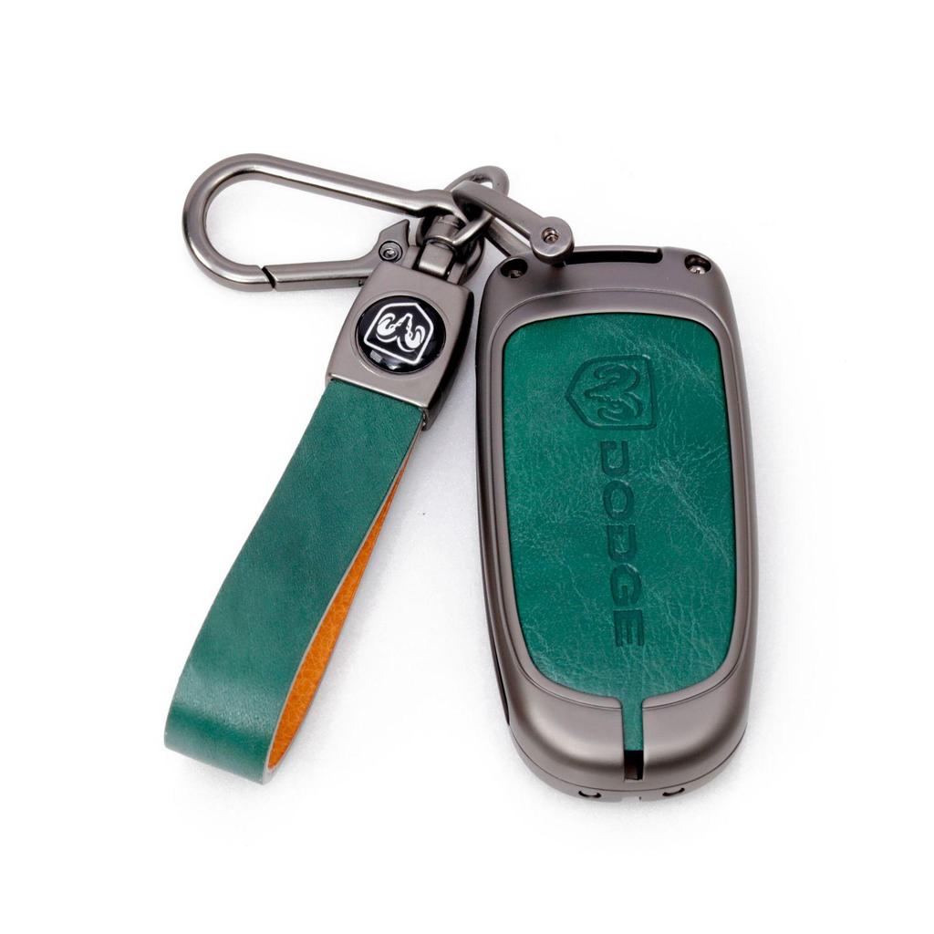 Θήκη Κλειδιού Dodge: Μεταλλικό Προστατευτικό Κέλυφος & Τσάντα από Γνήσιο Δέρμα για Journey, Caliber, Avenger