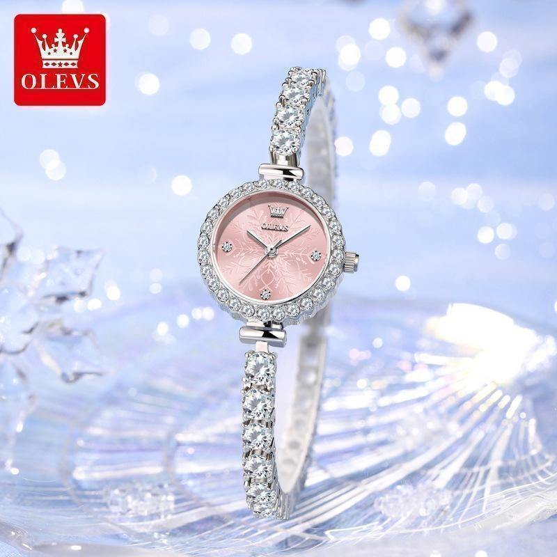 OLEVS Volle Diamant Quarzuhren Damen Luxus Elegantes Armband Armbanduhr Wasserdicht Damen Kleid Armbanduhr
