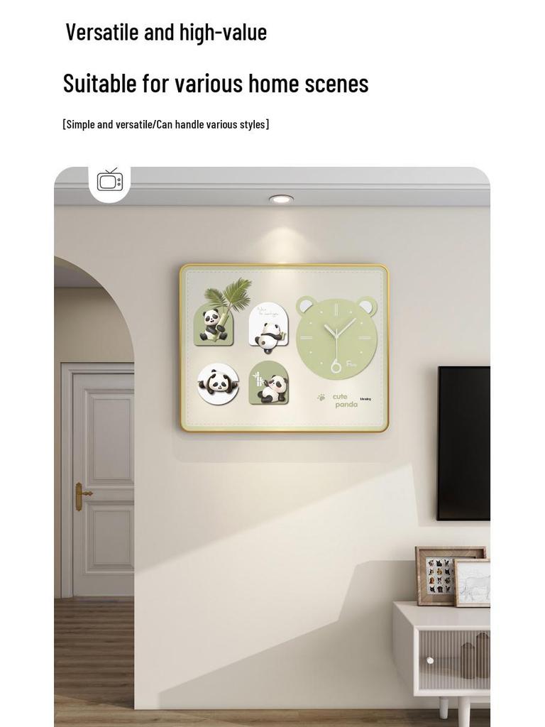 Modern Luxury Panda Wall Clock: High-End Creative Home Decor for Living Room