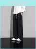Cotton Blend Casual Pants For Men With High Waist And Drawstring Closure For Autumn Wear