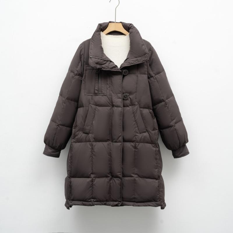 White Duck Down Solid Color Hooded Down Jacket Women's Loose New Winter Long Thickened Coat Tide