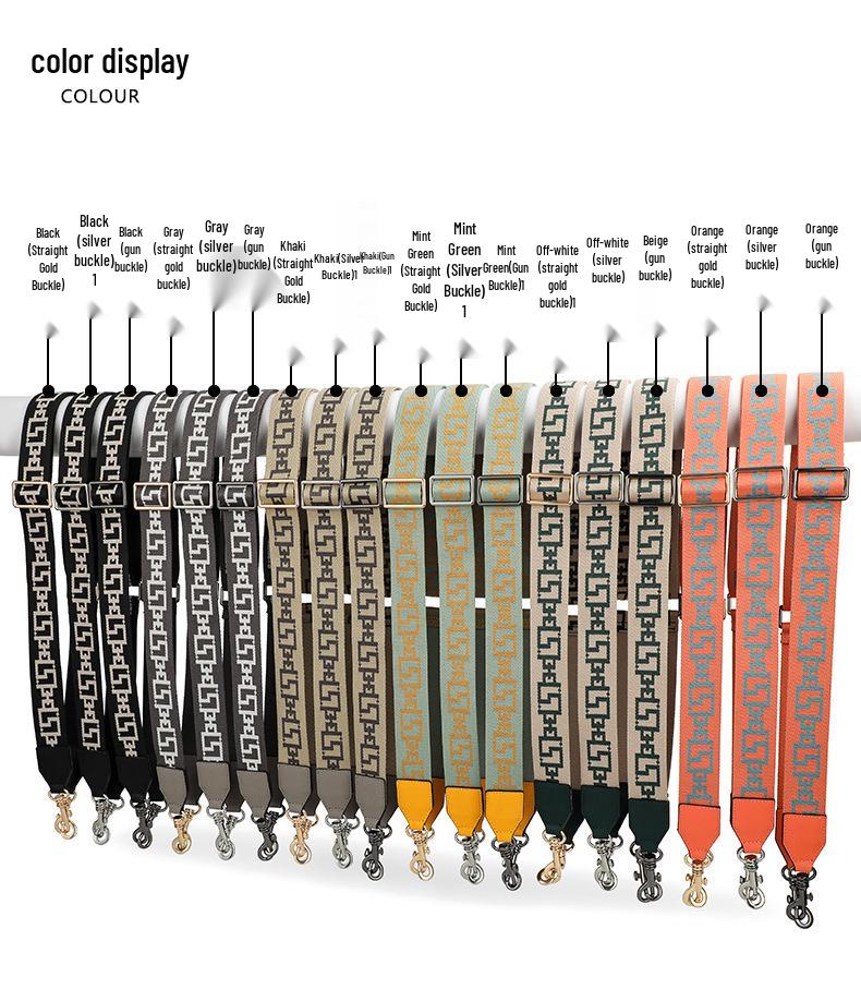 MHS-F-43 Crossbody Bag with Wide Lychee Grain Leather Strap and High-End Canvas Chain Pattern