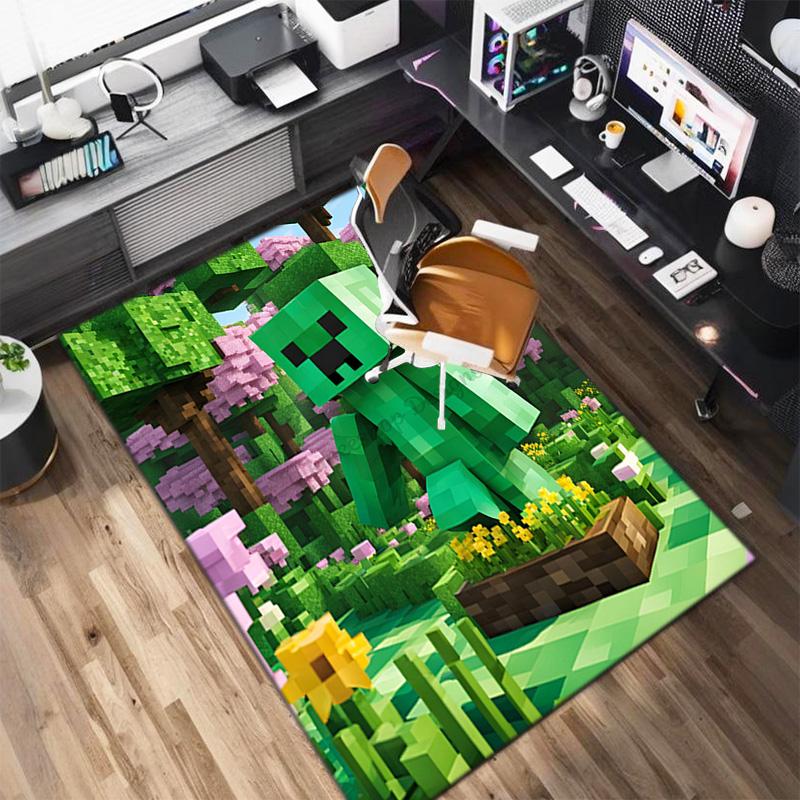 Classic Sandbox Xbox Game Minecraft Carpet Carpet Home Living Room Decoration Table and Chairs Anti Slip Door Mat Outdoor Picnic Mat Carpet A10