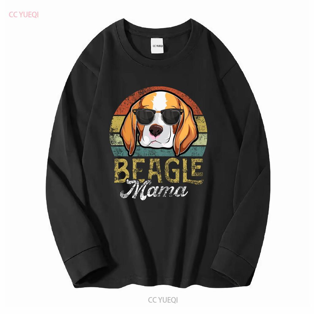 Retro Beagle Mama T Shirt Women Mothers Day Dog Mom S 3XL long sleeves vintage Washed Versatile Stretched Comfortable Casual