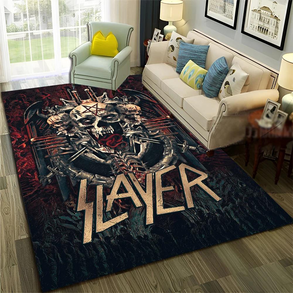 Rock Slayer Heavy Metal Band Carpet Rug for Home Living Room Bedroom Sofa Doormat Decor,kids Play  Area Rug Non-slip Floor Mat