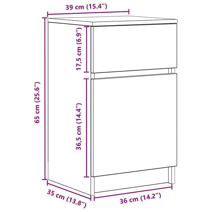 VidaXL Bedside Tables 2 Pcs Sonoma Oak 39x35x65 Cm Engineered Wood, Bedside Furniture, Side Table, Bed Cabinet, 861324