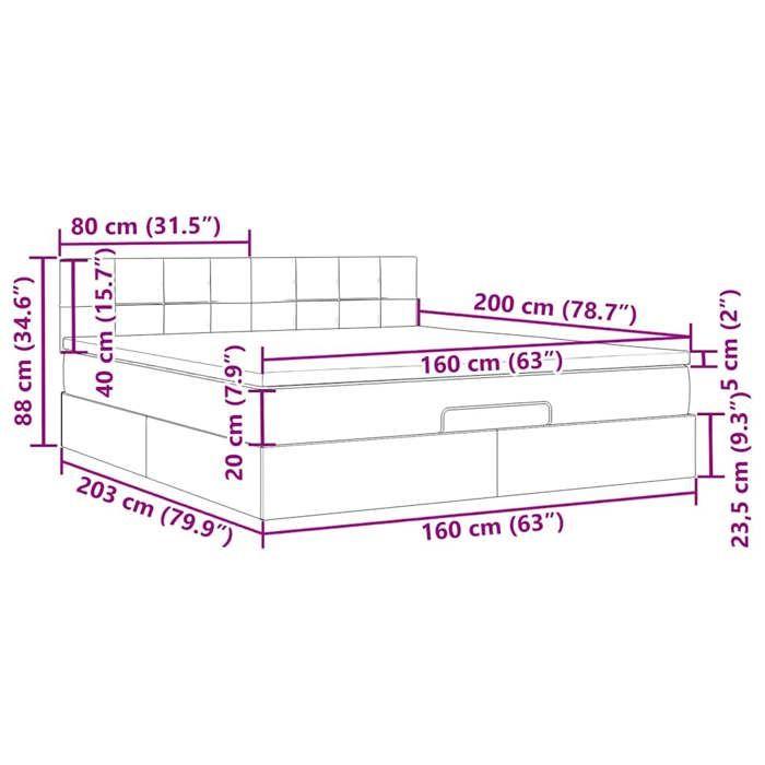 VidaXL Ottoman Bed Frame with Mattress Black 160x200 Cm Fabric 3311472