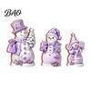 Christmas Gift for Kids 3PCS Snowman Wooden Ornaments, Decorative Cute Festive Figures, Pink And Purple Decor High-definition Printing Crafts Holiday