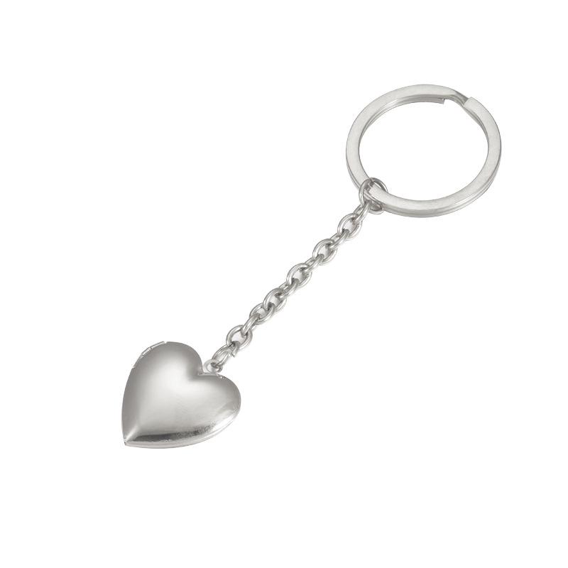 316L Stainless Steel Heart-Shaped Photo Keychain for Couples or Friends