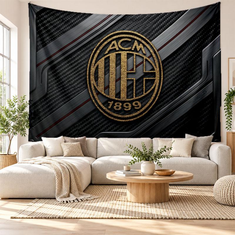 Tapestry AC Milan, Miękka tkanina do zawieszenia na ścianie, Dekoracyjne tło do sypialni, Sztuka ścienna do domu