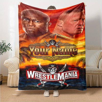 Pătură Personalizată cu Text Wrestlemania Pătură Ușoară Personalizabilă Ultra-Moale Perfectă pentru Decor Acasă Scaun de Birou Lenjerie de Pat Canapea