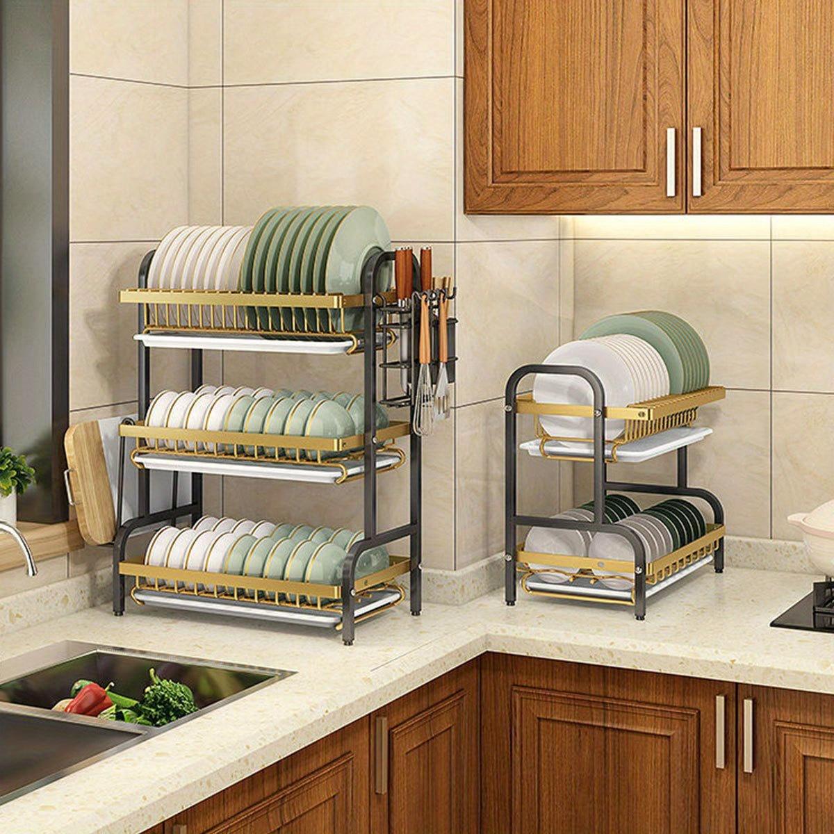 

Стеллажи для посуды. Стойки для столовых приборов, тарелки, миски, разделочные доски, ножи и палочки для еды, кухонные столешницы и полы, кухня 2 Layers чёрный