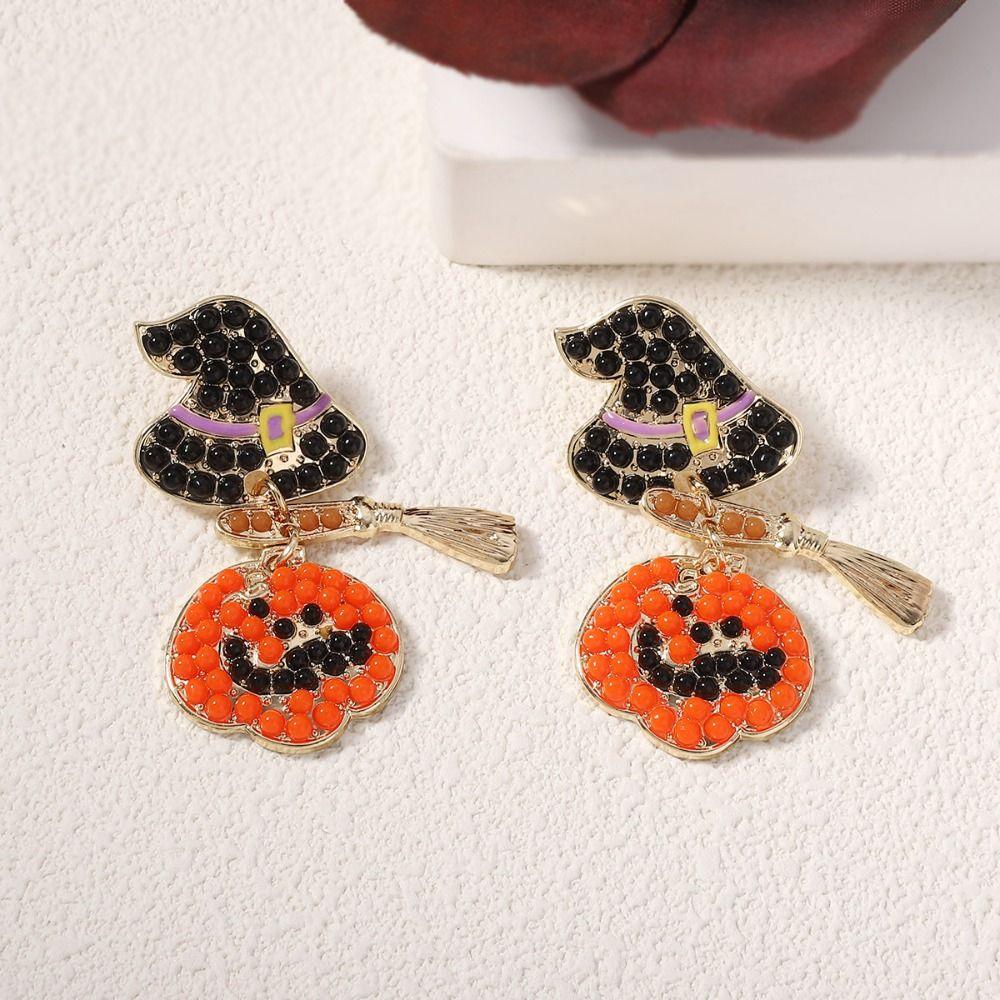 Trick Pumpkin Ear Studs Skull Spider Dangle Earrings Creative Halloween Earrings  Party