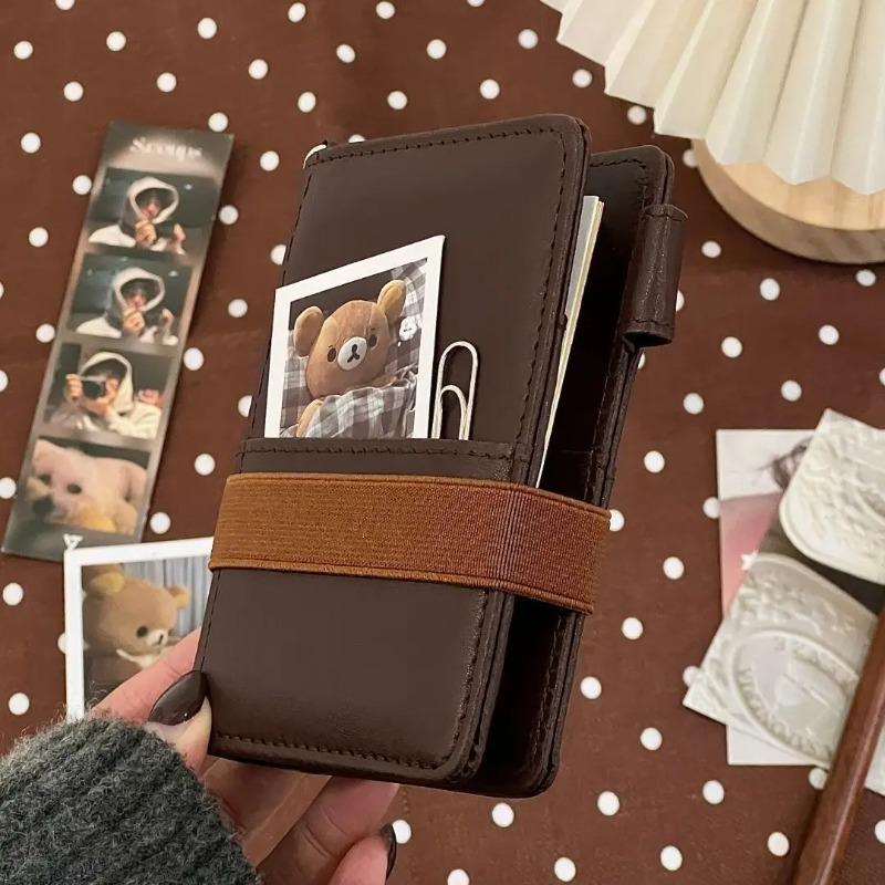 New PU Simple Solid Color Dark Brown M5 Leather Binder Notebook Student Portable Memo Book Office Stationery