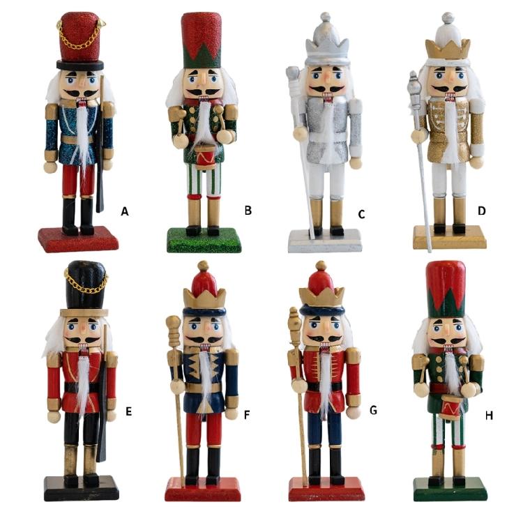Artisanal Wood Nutcrackers Puppet 16cm Traditional Christmas Centerpieces Decorative King Soldier Figure Toy Ornament