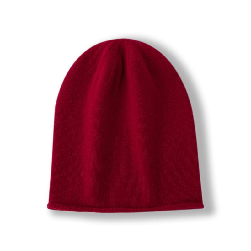 Damen 100% Reines Kaschmir Mütze Gerollter Rand Flauschige Textur Winter Warm Weich Slouchy Beanie Mütze Kaltwetter Accessoire