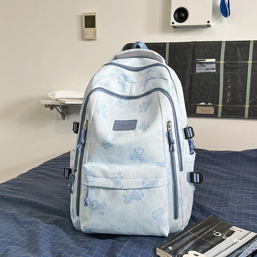 Schoolbag New Large Capacity Bear Backpack Student School Bag Men's Niche Ins High Value Fashion Casual Lightweight Backpack