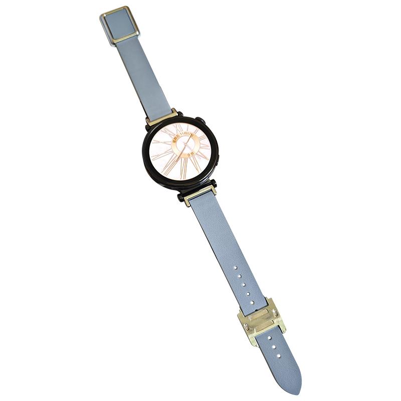 

18mm Universal Smart Watch Band Leather Strap Replacement with Square Buckle Flax Blue