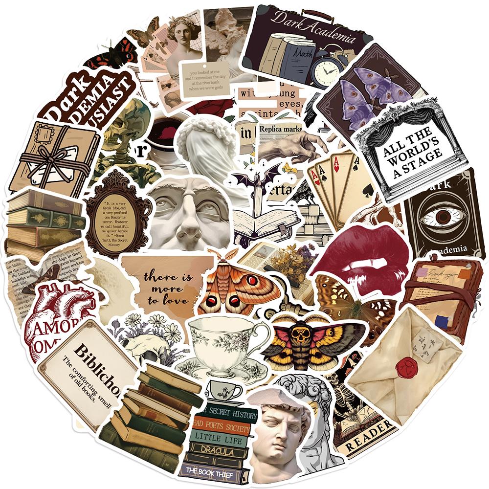 10/30/50pcs Retro Dark Gothic Aesthetic Stickers Decorative Stationery Diary Laptop Vintage Graffiti Decals Toys Gifts
