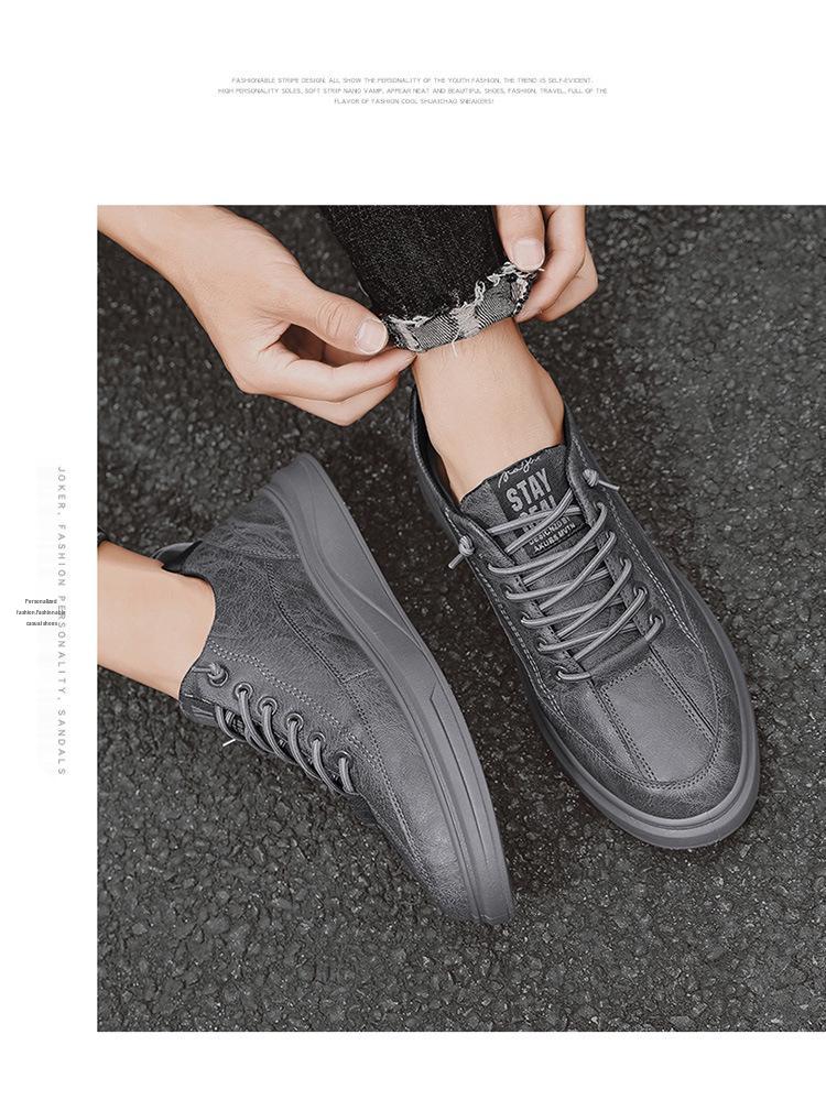 2025 Spring/Autumn Men's Black Non-slip Waterproof Casual Leather Sports Shoes