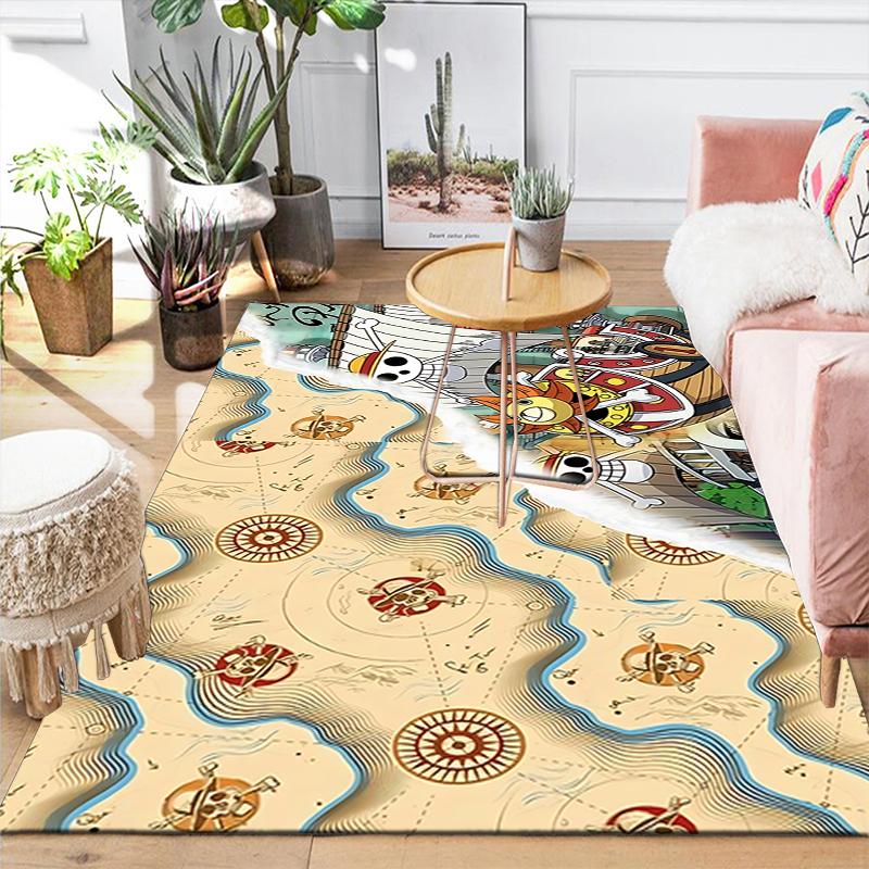 1Pc Pirate Adventure Map Printed Flannel Rug Soft Non Slip Carpet for Bedroom Living Room Office Floor Outdoor Home Decor Xmas Gift K1928