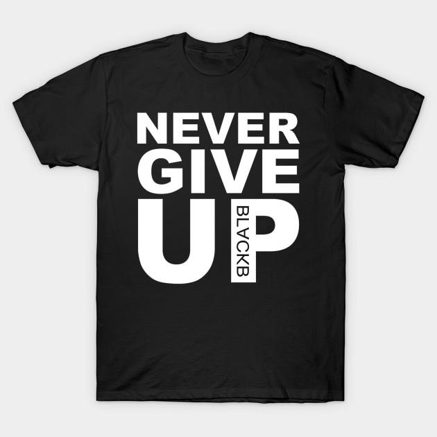 

Men Black Print T-shirt Original Never Give Up Blackb No-Cut Transfer Paper Print Cotton Tshirt 2XL чорний