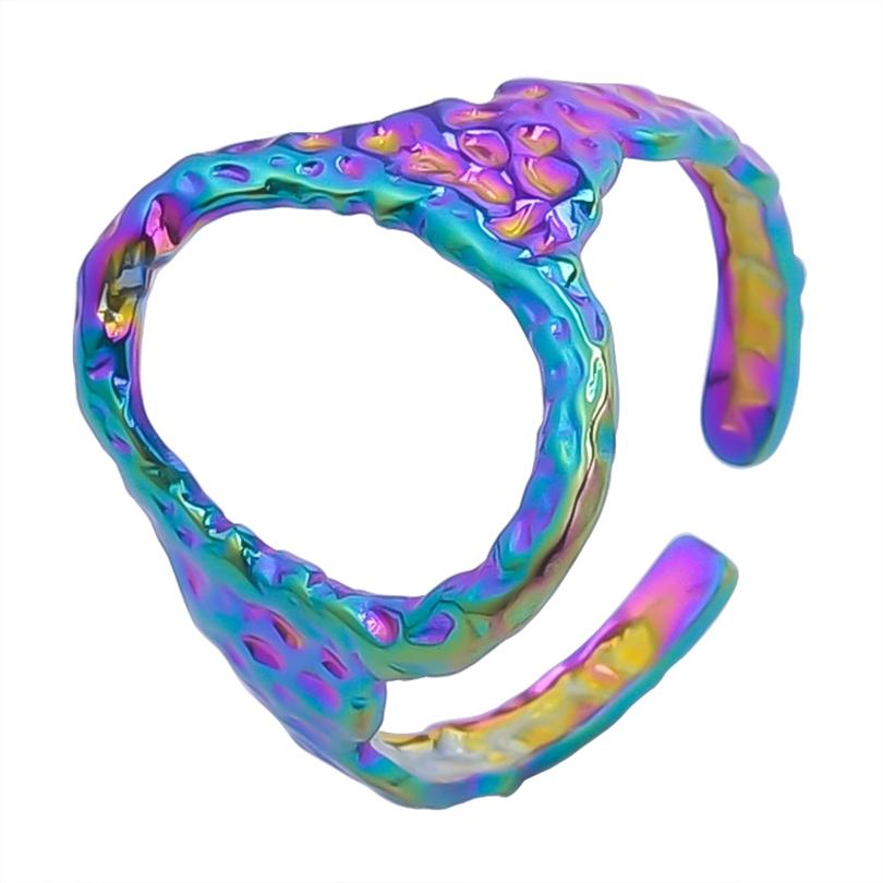 Rainbow Color Stainless Steel Rings For Women Men Accessories Punk Hollow Geometric Snake Ring Fashion Jewelry Adjustable Bague adjustable