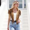 Damen Wildleder Quasten Weste 70er Jahre Hippie Outfit Ärmellos Offene Vorderseite Weste Western Kragen