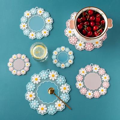 3pc Household Heat Insulation Mat, Kitchen Rubber Mat, Table Mat, High Temperature Resistant Cup Mat, Bowl Mat, Table Top Anti-slip Mat