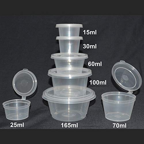 Leak-Resistant Takeout Containers, 1 oz (25ml), PP, 50-Count, with Snap-Closing Hinged Lids, for Sauces and Condiments, Disposable, Takeaway