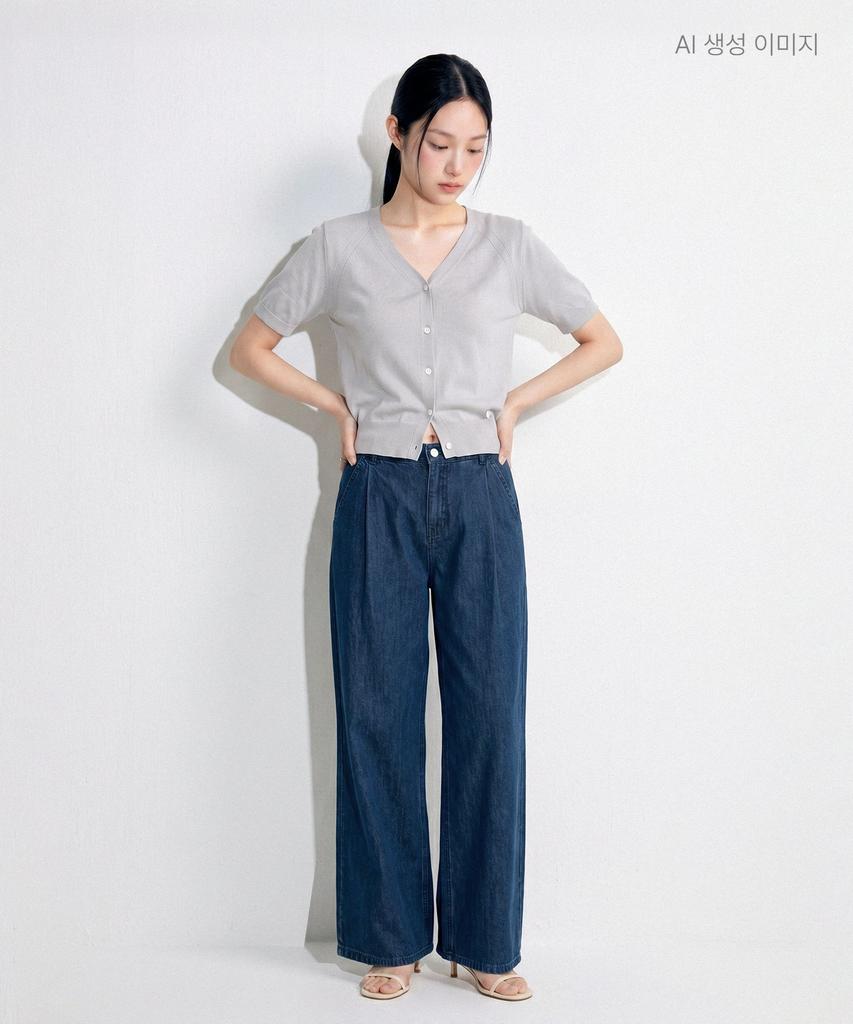 Roem Back Elastic Wide Denim Pants Rmtjg26G14