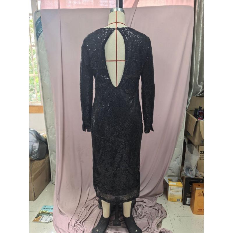 Vestido de lantejoulas feminino outono e inverno veludo frisado fino vestido rabo de peixe vestido de noite