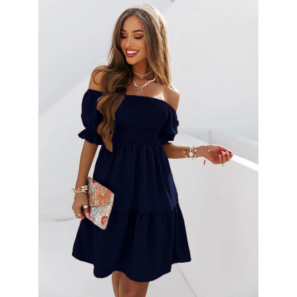 Dresses for Women Plus Size Summer Dresses for Women Midi Off Shoulder Puff Sleeve Dress