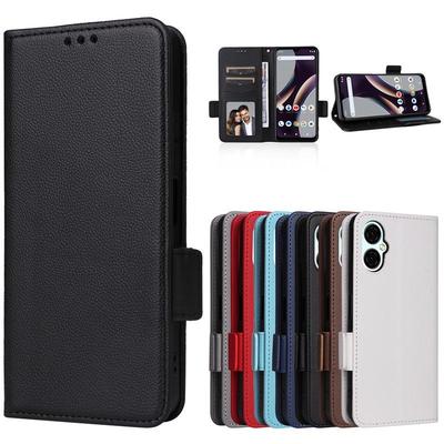 BLU G53 Leather Case: Flip Cover with Card Slot, Lanyard, and Lychee Pattern.