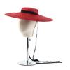 Cappello di Paglia a Tesa Larga 15cm con Parte Superiore Piatta Cappelli Estivi da Spiaggia per Donna Cappello Boater con Nastro Cappello da Sole Grigio Nero Rosso Rosa Blu Con Laccetto Sottogola