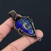 Lapis Lazuli Gemstone Pure Copper Wire Wrapped Handmade Pendant Jewelry