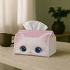 1pc Cute Kawaii Minimalist Tissue Box, White Cat Multifunctional Fabric Tissue Box, Outdoor Party Supplies, Everyday Desktop Tissue Storage Box, Suita