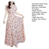 Kvinners Sommer Chiffon Flytende Maxi Kjole Casual A-linje Kort Erm Crew Neck Lang Kjole Blomstret Boho Strand Sommerkjole