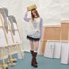 unifree Korean Style Polka Dot Patchwork Mini Skirt