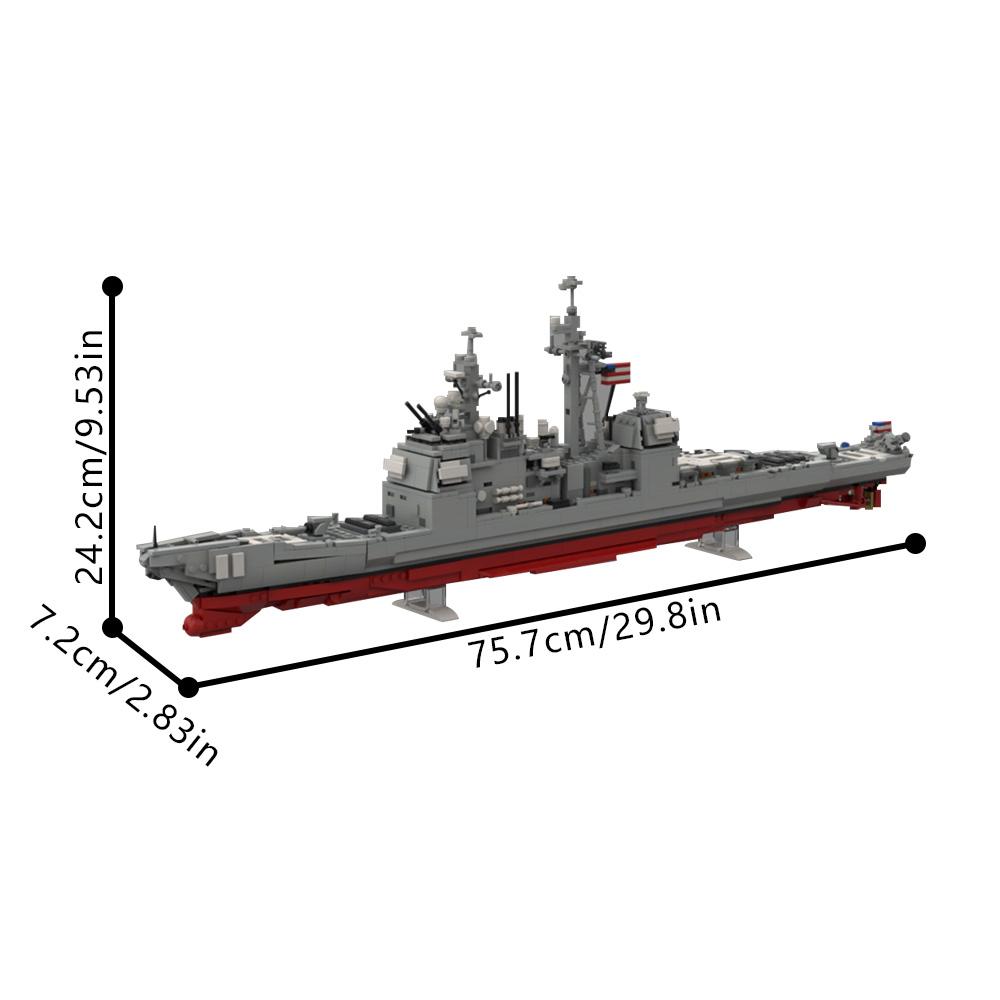 MOC Ticonderoga - CG-72 USS Vella Gulf Buliding Blocks US Ticonderoga Destroyer Bricks Model Assembly Toys Kids Birthday Gifts