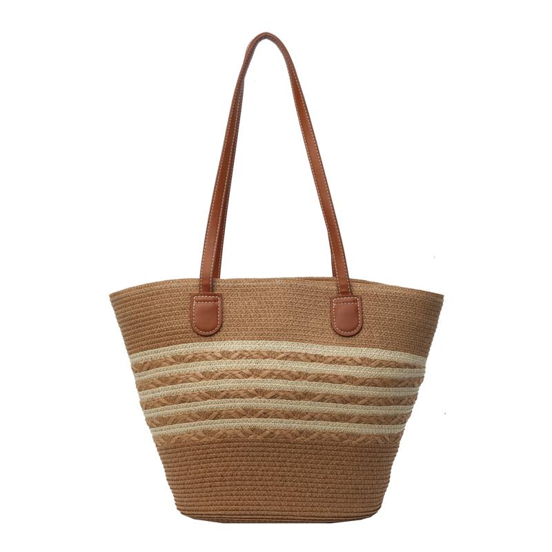 Stroh gewebte Einkaufstasche große Kapazität Damen Tasche Strandtasche Schultertasche