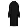 Women's Autumn & Winter Wool Knit Dress - Half-High Collar, Loose Long Sleeve, Mid-Length Base Layer Over the Knee.