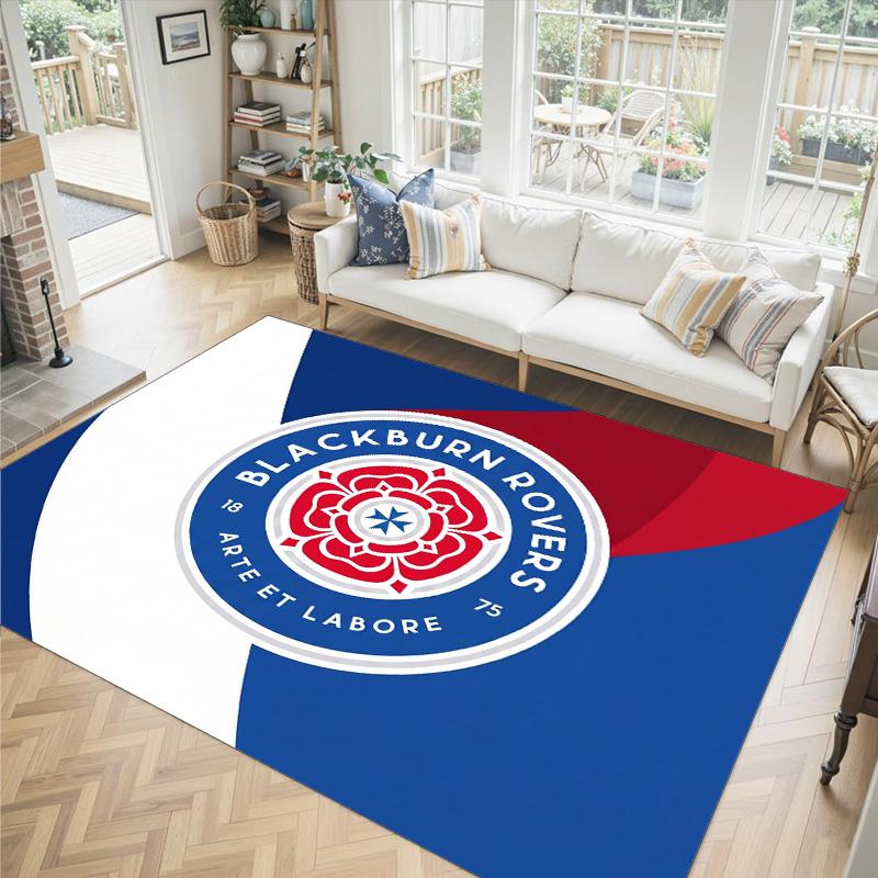 Blackburn Rovers Football Design Crystal Velvet Carpet Cozy Non?Slip Printed Rug For Bedroom Living Room Entrance