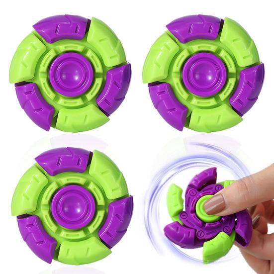 

10 шт., спиннер, игрушка для снятия стресса, облегчения тревоги, портативный трансформируемый для детей, подростков, взрослых, волчок, сенсорная игрушка, подарок на день рождения зелёный/фиолетовый